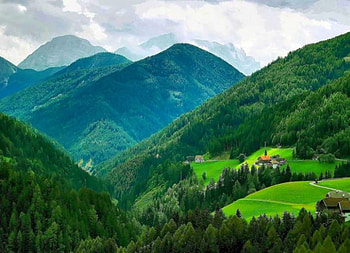 Houses on Mountains, view, beautiful HD wallpaper