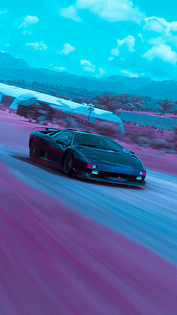 Lamborghini Diablo, purple lambo, pink and blue, car, Lambo HD phone wallpaper