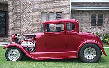 Ford, rod, car, red HD wallpaper