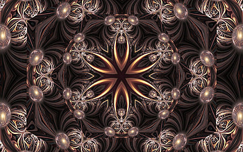 Brown Flower, brown, digital art, fractal, flower HD wallpaper