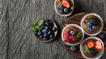 Cupcakes, dessert, fruit, food HD wallpaper