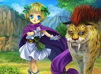 Dragon Quest V, animal, blond hair, blonde, cute, lion, chibi, short hair, game, , pet, blonde hair, female, blond, blue eyes, monster, kawaii, anime girl, anime, video game, rpg, creature, dragon quest HD wallpaper