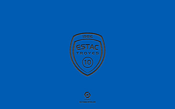 ES Troyes AC, blue background, French football team, ES Troyes AC emblem, Ligue 1, Troyes, France, football, ES Troyes AC logo HD wallpaper