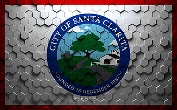 Flag of Santa Clarita, California, honeycomb art, Santa Clarita hexagons flag, Santa Clarita, 3d hexagons art, Santa Clarita flag HD wallpaper