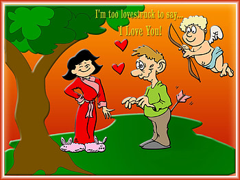 Cupid flying, valentines, kiss, heart, love HD wallpaper