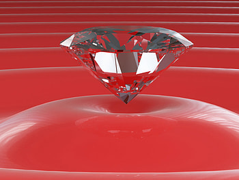 diamond in red, jewel, diamond, red HD wallpaper