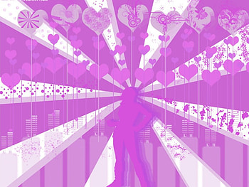 Juicy Purple, figure, hearts, purple, color burst HD wallpaper