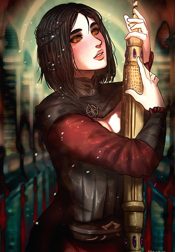 Serana, art, black hair, elders scroll, skyrim HD phone wallpaper