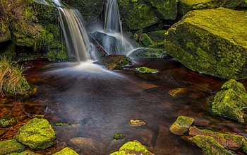 Waterfalls, stone, nature, tree HD wallpaper