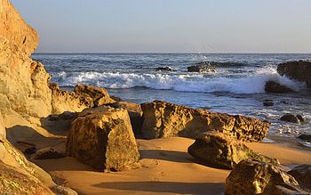 Laguna Beach, California, sea, sand, waves, rocks, usa HD wallpaper