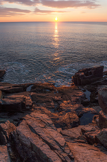 Nature, Sunset, Sea, Rocks, Coast, Glare HD phone wallpaper