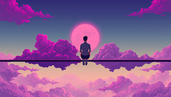 Alone Man Sky Watcher Simple Yet Evocative, purple, sky, clouds, moon, man, alone, artist, artwork, art, digital-art, ai, deviantart HD wallpaper