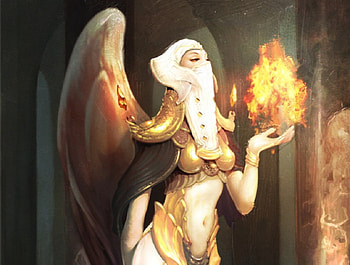 Angel, CG, fantasy, fire HD wallpaper