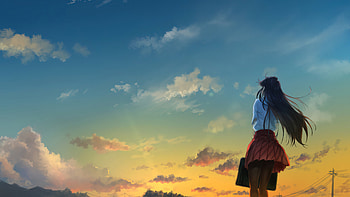Komi san sunrise, Beautiful scenery, Calming atmosphere, Artistic HD wallpaper
