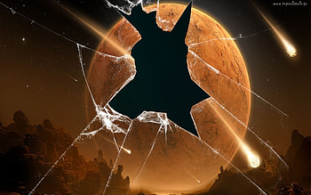 broken, orange, screen, moon HD wallpaper