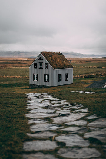 Nature, Grass, House, Field, Path HD phone wallpaper