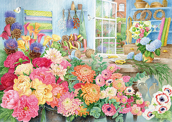 Flowers, pink, art, flower, colorful, yellow, greeb HD wallpaper