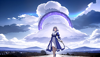 A girl with cloud, AI Art, sky, road, Anime, girl, anime girl, Sky Anime HD wallpaper