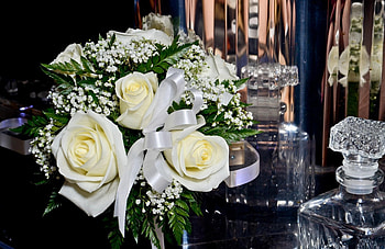 Flowers, Roses, Bouquet, Gypsophilus, Gipsophile, Tape, Crystal HD wallpaper