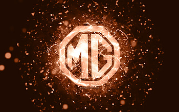 MG brown logo, , brown neon lights, creative, brown abstract background, MG logo, cars brands, MG HD wallpaper