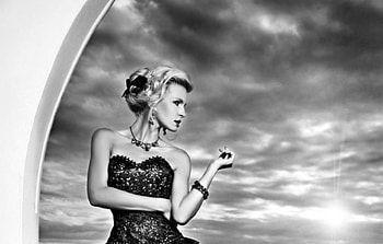 Lady, elegant, beauty, black and white HD wallpaper