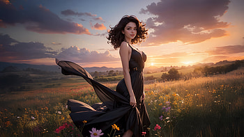 Elegant Fantasy Girl In Black Dress, fantasy, girl, black-dress, artist, artwork, art, digital-art, ai, deviantart HD wallpaper