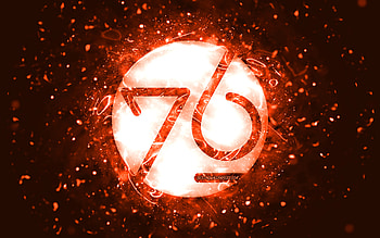 system76 orange logo, , orange neon lights, Linux, creative, orange abstract background, system76 logo, OS, system76 HD wallpaper