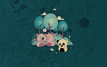 Trees, Art, Pandas, Bear, Paper HD wallpaper