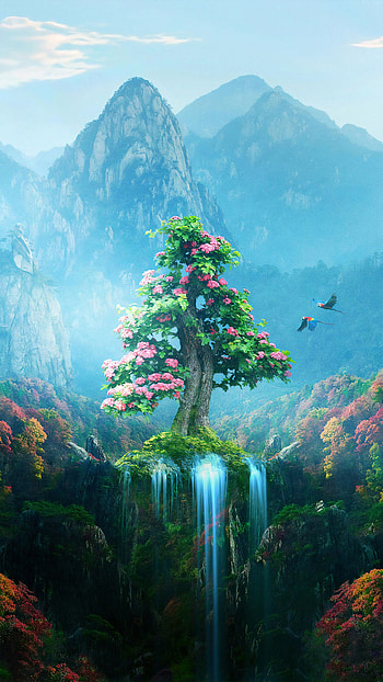 Colorful, Forest, Nature, Fantasy, Spring, Autumn, Digital Art, , , Background, and , Fall Art HD phone wallpaper