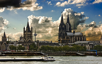 Rhine River, Cologne Cathedral HD wallpaper