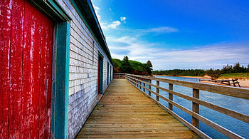 PEI Beach Boardwalk - R, island, nicolas, architecture, r, beach, boardwalk, edward, prince, building, pei, canada, raymond HD wallpaper