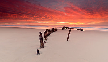Nature, Beach, Sand, Evening, Silence, Pillars, Low Tide, Stakes, Pegging, Columns HD wallpaper