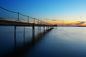 Coast Sea Sunset Pier , coast, sea, sunset, nature, pier HD wallpaper
