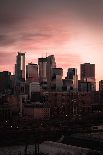 Cities, Sunset, Twilight, City, Building, View From Above, Dusk HD phone wallpaper