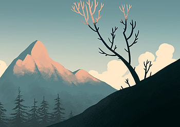 Trees, Art, Mountain, Vertex, Top, Fir, Spruce HD wallpaper