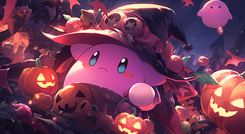 Halloween Kirby Witch, halloween, video game, Kirby, Halloween Gaming HD wallpaper