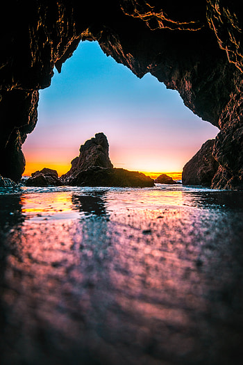 Nature, Stones, Sea, Cave, Tide, High Tide HD phone wallpaper