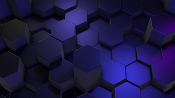 Metallic sheen, Blue hexagons, Abstract background, Visual contrast HD wallpaper
