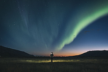 Night, Dark, Shine, Light, Silhouette, Starry Sky, Northern Lights, Aurora Borealis HD wallpaper