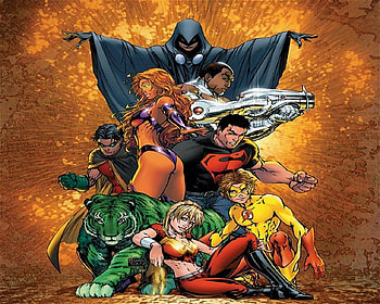 Starfire (Dc Comics), Comics, Teen Titans, Bart Allen, Beast Boy, Cassandra Sandsmark, Conner Kent, Cyborg (Dc Comics), Dc Comics, Garfield Logan, Kid Flash, Koriand'r, Raven (Dc Comics), Robin (Dc Comics), Superboy, Tim Drake, Victor Stone, Wonder Girl HD wallpaper
