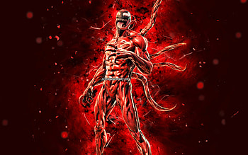 Maximum Carnage, , red neon lights, Fortnite Battle Royale, Fortnite characters, Maximum Carnage Skin, Fortnite, Maximum Carnage Fortnite HD wallpaper
