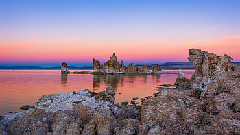 Mono Lake, California, reflections, usa, colors, sky, water, rocks HD wallpaper
