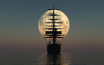 Transport, Landscape, Ships, Sea, Night HD wallpaper