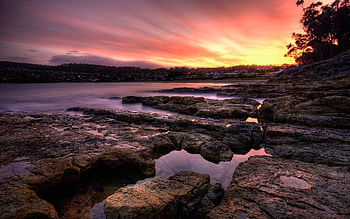 Nature, Water, Stones, Shore, Bank, Fog, Evening, Plate, Slab HD wallpaper