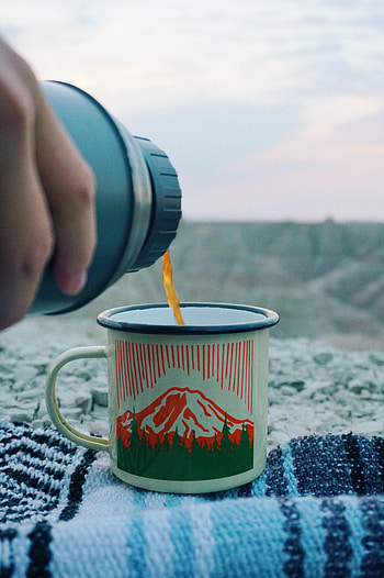 Hand, Miscellanea, Miscellaneous, Cup, Tea, Thermos, Camping, Campsite HD phone wallpaper