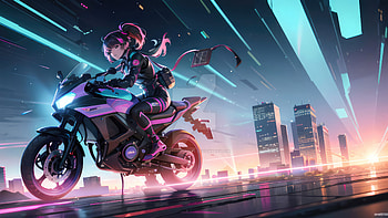 Anime Girl On Bike Roaming The Cityscape, artist, artwork, digital-art, anime, bikes, deviantart HD wallpaper