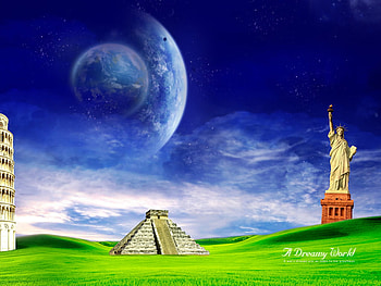 Around the world, moon, new york, world, egypt, nature, grass, pissa HD wallpaper