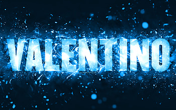 Happy Birtay Valentino, , blue neon lights, Valentino name, creative, Valentino Happy Birtay, Valentino Birtay, popular american male names, with Valentino name, Valentino HD wallpaper