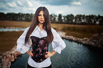 Unknown Model, babe, lady, model, water, woman, pond HD wallpaper