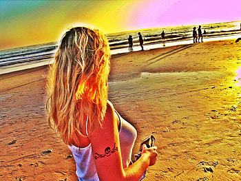 Beach Beauty, sexy, sand, blonde, beach HD wallpaper